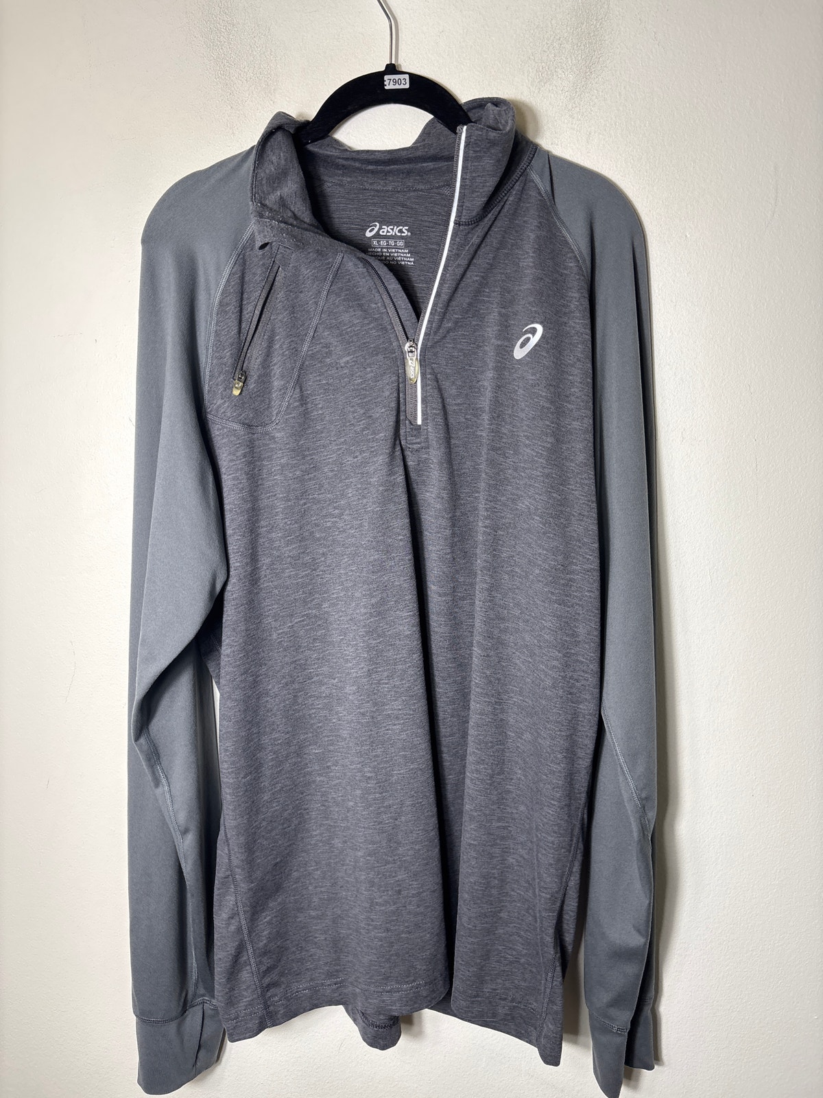 Mens Asics Athletic Gray 1/4 Zip Pullover Sz Xl